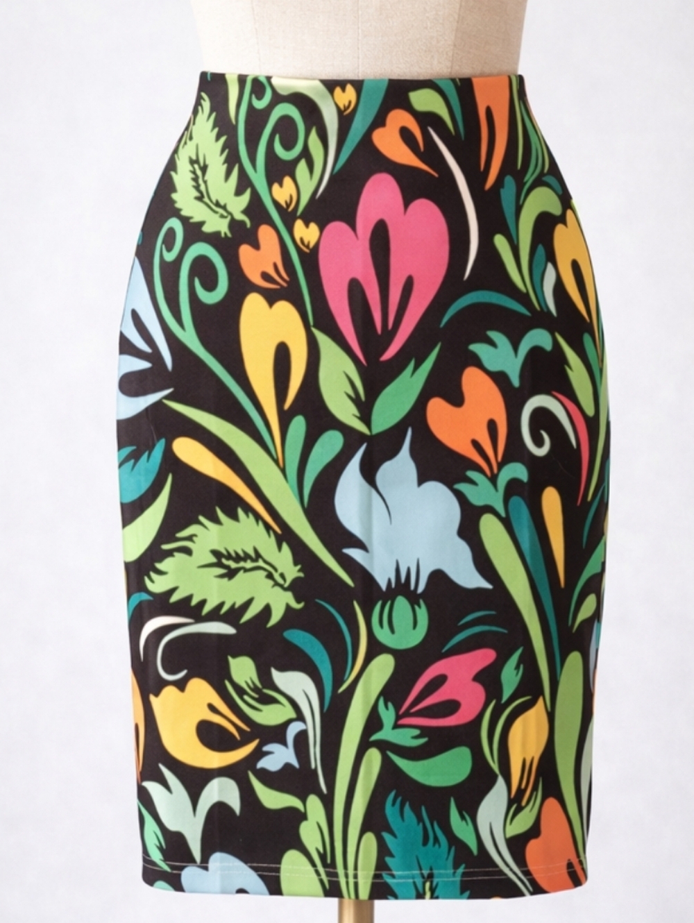 Colorful Floral Pencil Skirt – Tropical Hawaiian Vibe